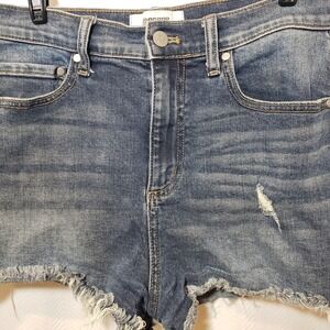 PINK VS Victoria Secret Women Size 10 Distressed Denim Blue Jean Shorts Raw Hem